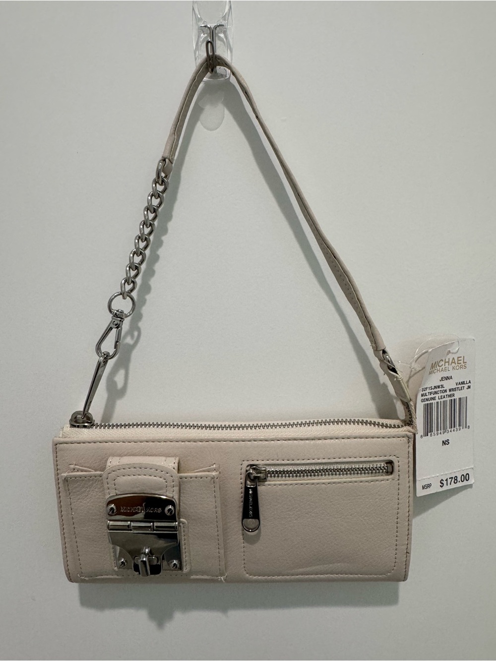 Vintage Michael Kors Jenna multifunction wristlet in vanilla leather NWT